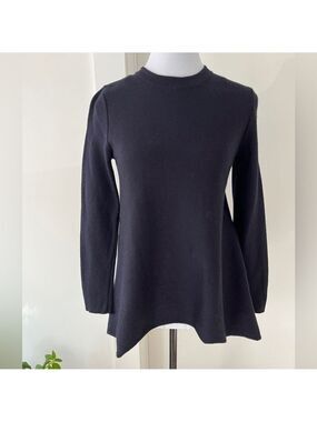 COS Long Sleeve Pullover High Low Hem Trapeze Cut Sweater Minimalist Neutral